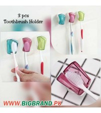Pack of 3 Wall Suction Dust-proof Toothbrush Holder